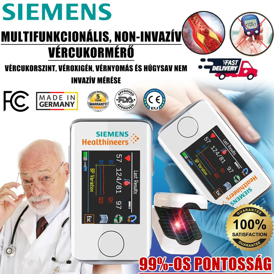 🌈 2025 Innovatív technológiájú, fájdalommentes Siemens vércukorszintmérő: Figyelje cukorbetegségét vérvétel vagy tűszúrás nélkül