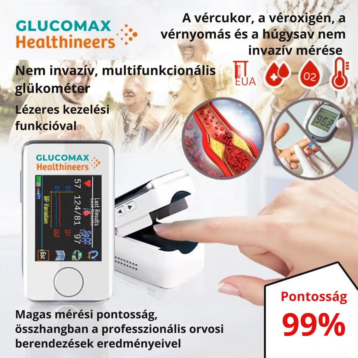 Teljes Egészség Csomag – Tű nélküli Glucomax vércukorszintmérő + elektronikus vérnyomásmérő