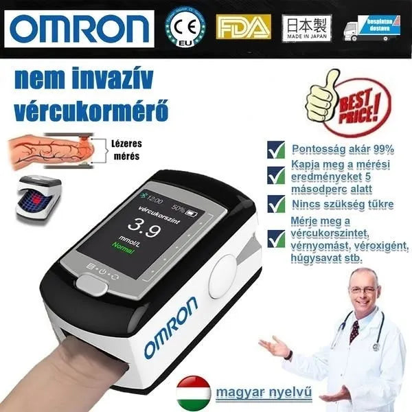 Omron nem invazív vércukormérő (5 másodperces mérés/99%-os pontosság)