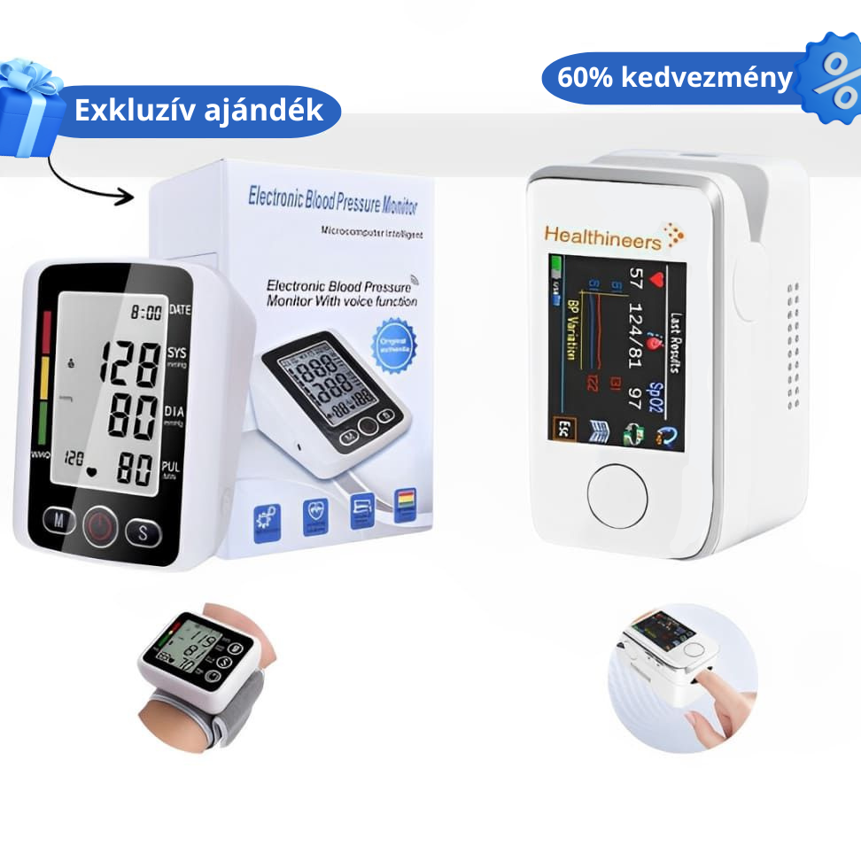 Teljes Egészség Csomag – Tű nélküli Glucomax vércukorszintmérő + elektronikus vérnyomásmérő